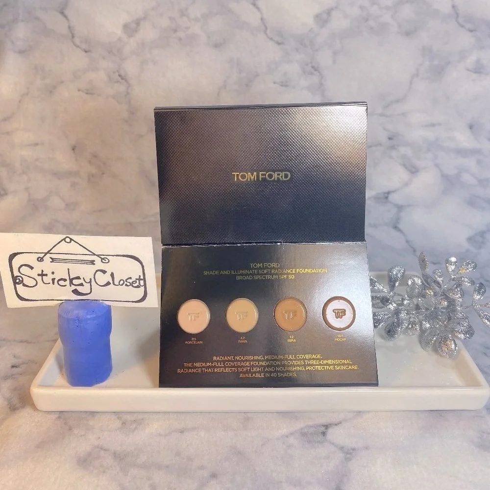 TOM FORD Beauty,Shade & Illuminate Foundation,Radiant SPF50-Sample 4 Shades-NEW